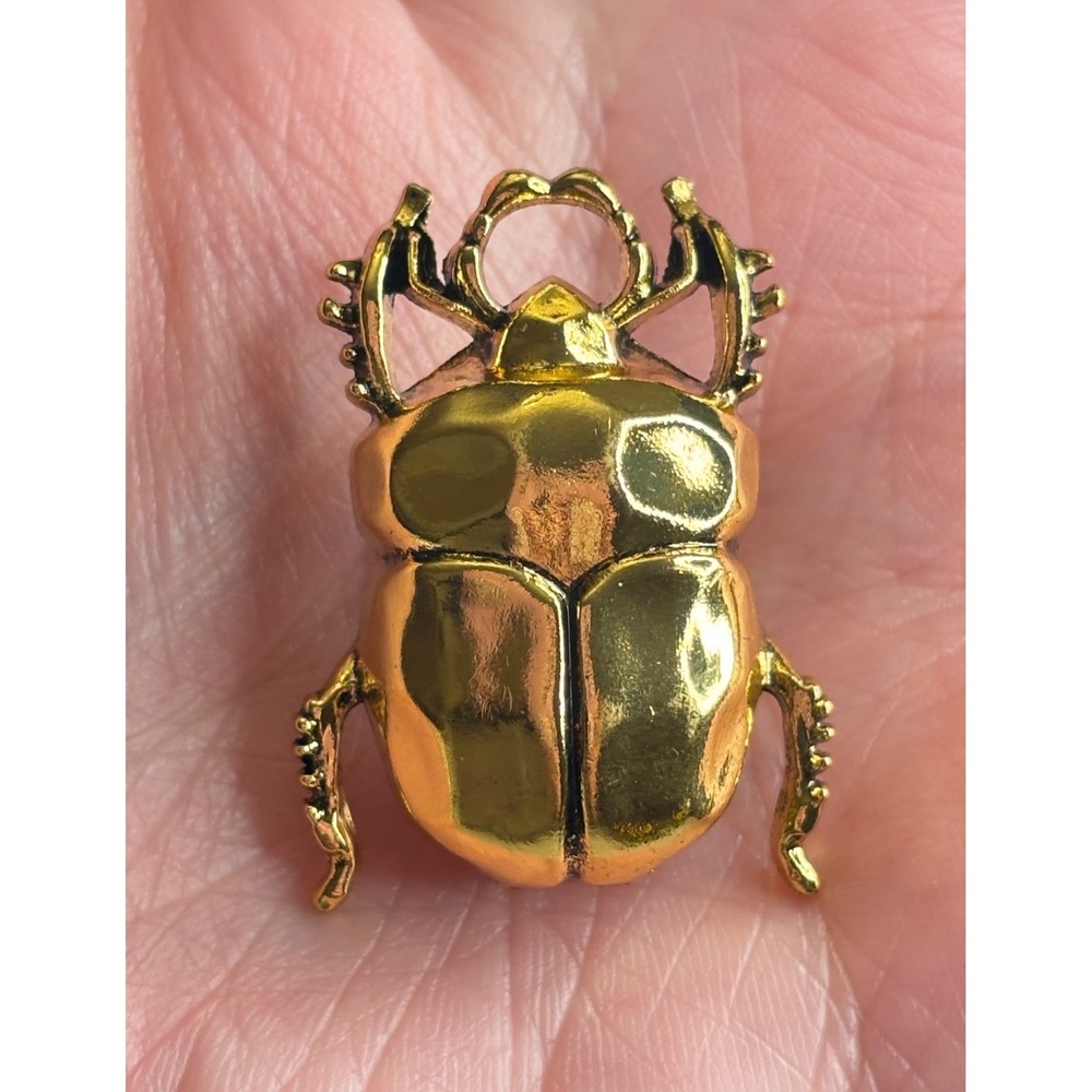 Egyptian Revival Scarab Beetle Pin Figural Insect Brooch 1.5"